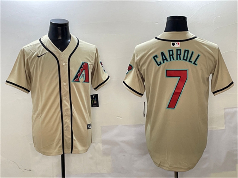 Men's Arizona Diamondbacks 7 Corbin Carroll Gold Limited Stitched Baseball Jersey
