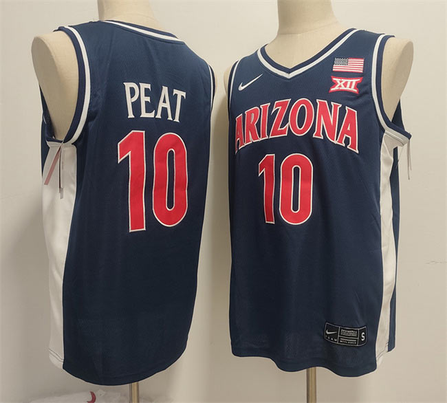 Men's Arizona Wildcats 10 Koa Peat Navy Stitched Jersey