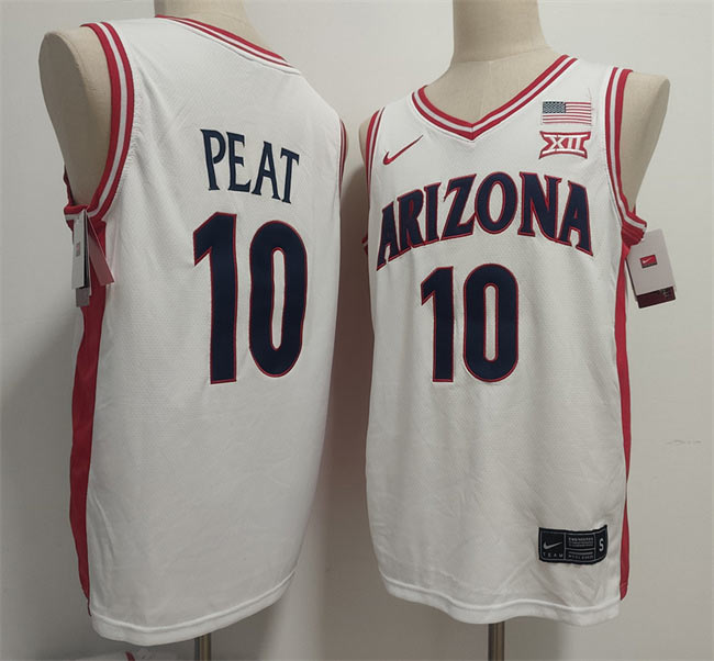 Men's Arizona Wildcats 10 Koa Peat White Stitched Jersey