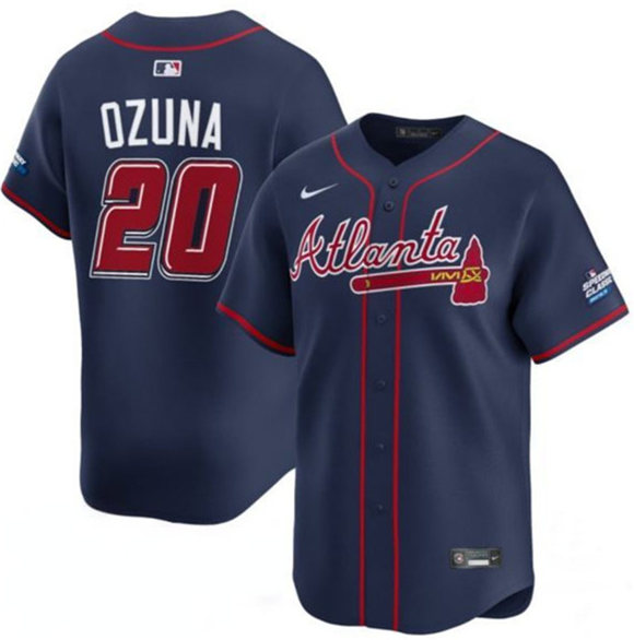 Men's Atlanta Braves 20 Marcell Ozuna Navy 2025 Speedway Classic Alternate Limited Stitched Baseball Jersey