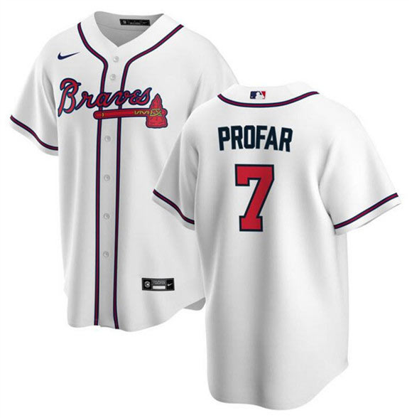 Men's Atlanta Braves 7 Jurickson Profar White 2025 Cool Base Stitched Baseball Jersey