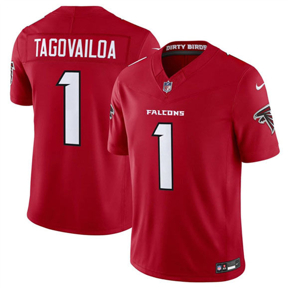 Men's Atlanta Falcons 1 Tua Tagovailoa Red 2026 New F.U.S.E. Vapor Untouchable Limited Football Stitched Jersey
