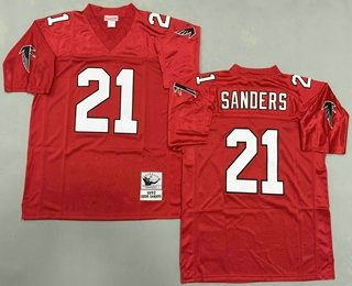 Men's Atlanta Falcons 21 Deion Sanders Red 1992 Throwback Jersey