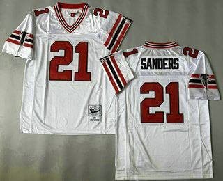 Men's Atlanta Falcons 21 Deion Sanders White 1989 Throwback Jersey