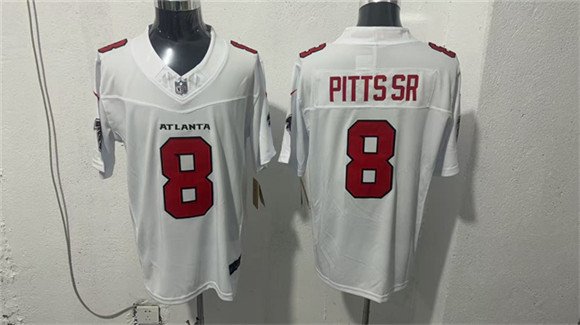 Men's Atlanta Falcons 8 Kyle Pitts Sr White 2026 New F U S E Vapor Untouchable Limited Football Stitched Jersey Men's Atlanta Falcons 8 Kyle Pitts Sr White 2026 New F U S E Vapor Untouchable Limited Football Stitched Jersey