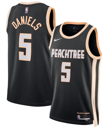 Men's Atlanta Hawks 5 Dyson Daniels Black 2025 26 City Edition Swingman Stitched Jersey