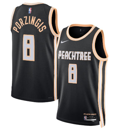 Men's Atlanta Hawks 8 Kristaps Porziis Black 2025 26 City Edition Swingman Stitched Jersey