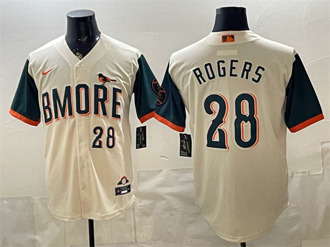 Men's Baltimore Orioles 28 Trevor Rogers Natural 2026 City Connect Stadium Stitched Baseball Jersey