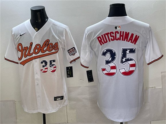Men's Baltimore Orioles 35 Adley Rutschman White USA 250 Fourth of July Home Stitched Baseball Jersey Men's Baltimore Orioles 35 Adley Rutschman White USA 250 Fourth of July Home Stitched Baseball Jersey