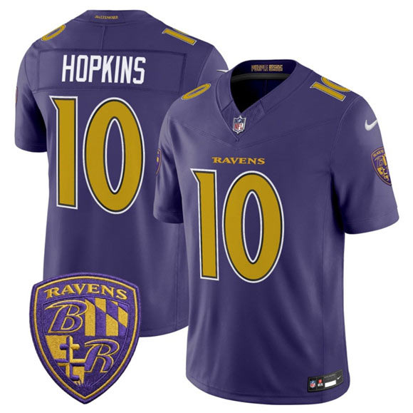Men's Baltimore Ravens 10 DeAndre Hopkins Purple 2026 F.U.S.E. Alternate Vapor Limited Football Stitched Jersey
