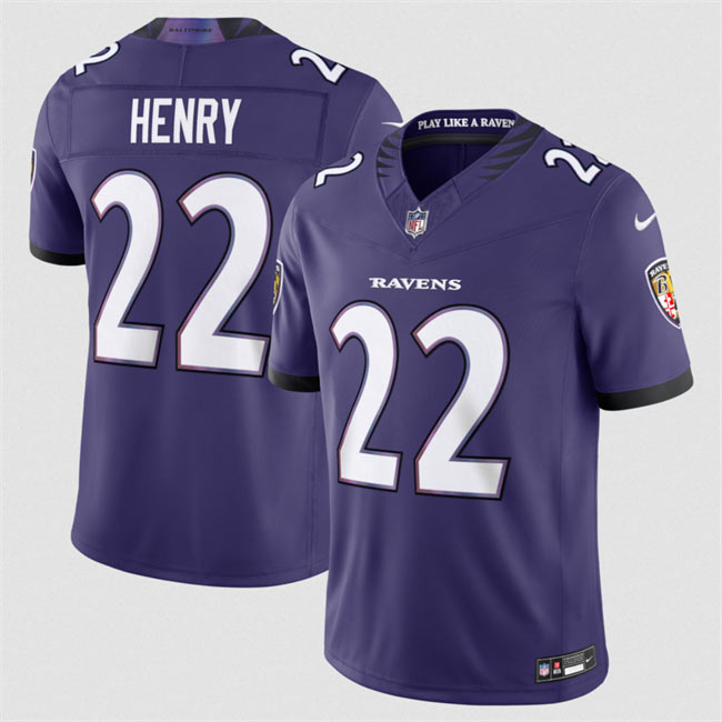 Men's Baltimore Ravens 22 Derrick Henry Purple 2026 F.U.S.E Vapor Stitched Limited Football Jersey