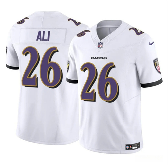 Men's Baltimore Ravens 26 Rasheen Ali White 2025 F.U.S.E. Vapor Limited Football Jersey