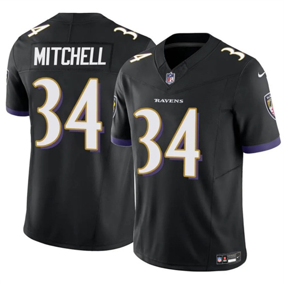 Men's Baltimore Ravens 34 Keaton Mitchell Black 2025 F.U.S.E. Vapor Limited Football Jersey