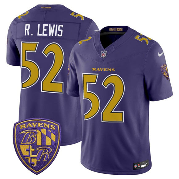 Men's Baltimore Ravens 52 Ray Lewis Purple 2026 F.U.S.E. Alternate Vapor Limited Football Stitched Jersey