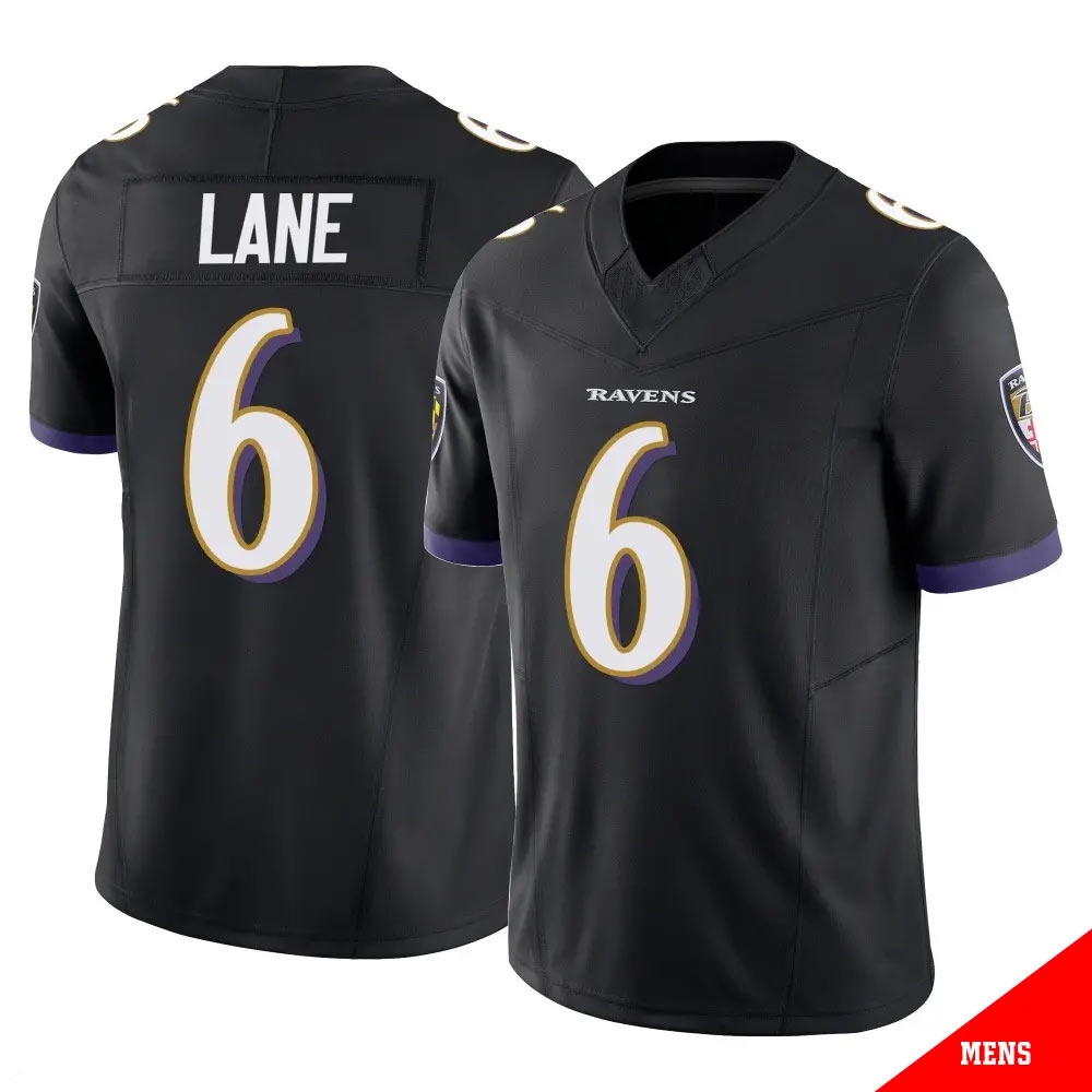 Men's Baltimore Ravens 6 Ja'Kobi Lane Black 2025 F.U.S.E