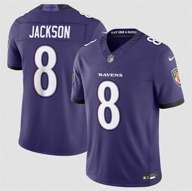 Men's Baltimore Ravens 8 Lamar Jackson Purple 2026 F.U.S.E Vapor Stitched Limited Football Jersey