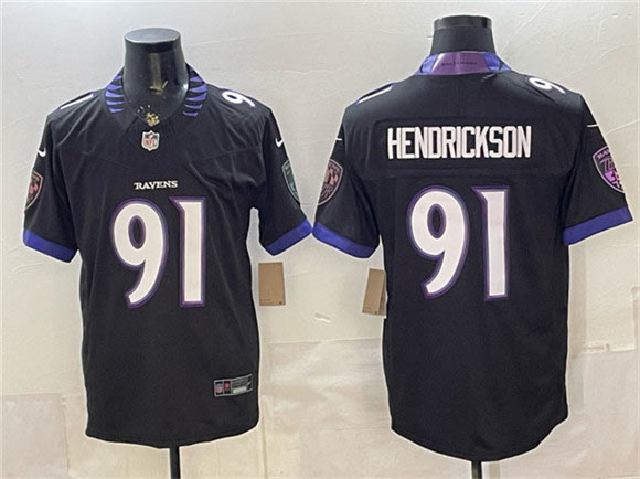 Men's Baltimore Ravens 91 Trey Hendrickson Black 2026 F.U.S.E. Alternate Vapor Stitched Limited Football Stitched Jersey Men's Baltimore Ravens 91 Trey Hendrickson Black 2026 F.U.S.E. Alternate Vapor Stitched Limited Football Stitched Jersey