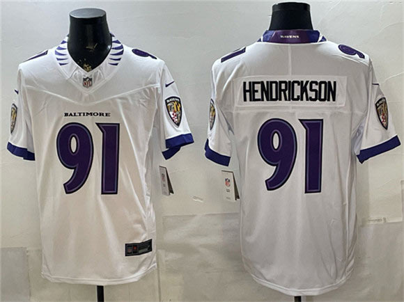 Men's Baltimore Ravens 91 Trey Hendrickson White 2026 F.U.S.E. Vapor Stitched Limited Football Stitched Jersey Men's Baltimore Ravens 91 Trey Hendrickson White 2026 F.U.S.E. Vapor Stitched Limited Football Stitched Jersey