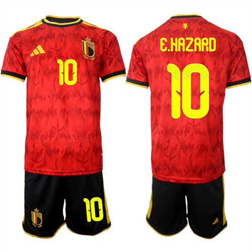 Men's Belgium 10 E.HAZARD National Team FIFA x World Cup 2026 Home Red On Field Jersey