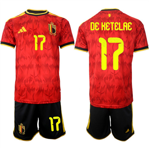 Men's Belgium 17 DE KETELAE National Team FIFA x World Cup 2026 Home Red On Field Jersey