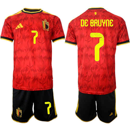 Men's Belgium 7 DE BAUYNE National Team FIFA x World Cup 2026 Home Red On Field Jersey