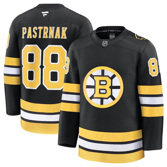 Men's Boston Bruins 88 David Pastrnak Black 2025 Home Stitched Hockey Jersey