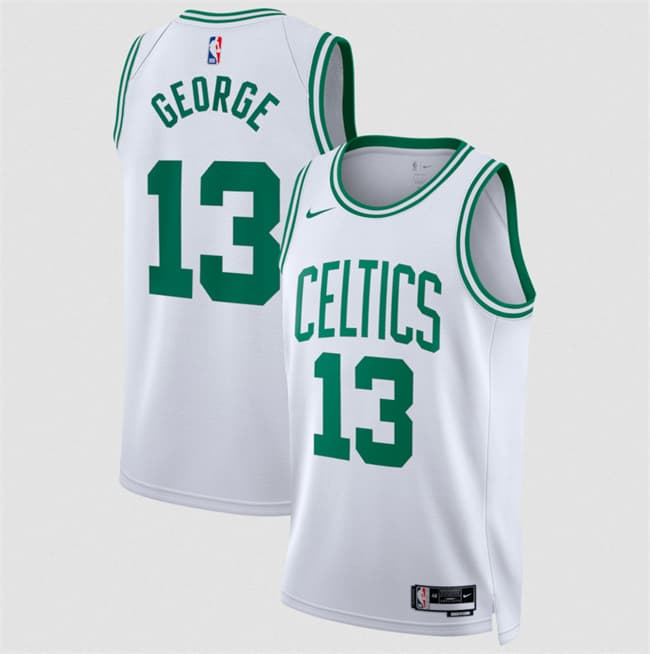 Men's Boston Celtics 13 Paul George White 2026 Association Edition Stitched Basketball Jersey Men's Boston Celtics 13 Paul George White 2026 Association Edition Stitched Basketball Jersey