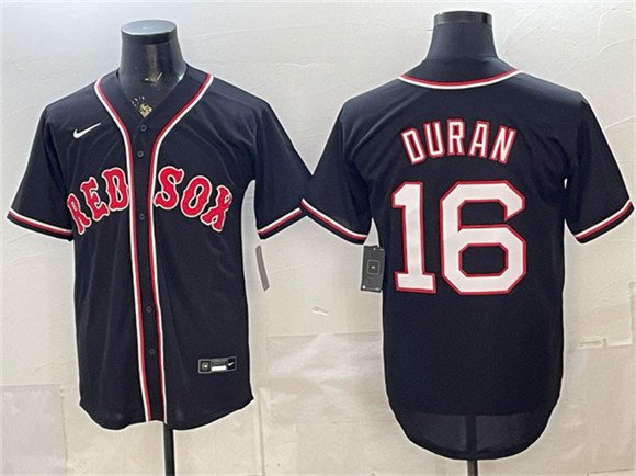 Men's Boston Red Sox 16 Jarren Duran 2026 Fashion Replica Black Out Stitched Baseball Jersey Men's Boston Red Sox 16 Jarren Duran 2026 Fashion Replica Black Out Stitched Baseball Jersey