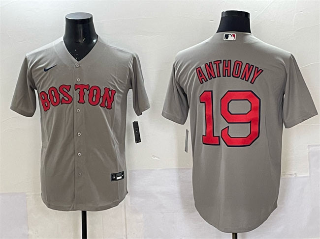 Men's Boston Red Sox 19 Roman Anthony Gray Cool Base Stitched Baseball Jersey