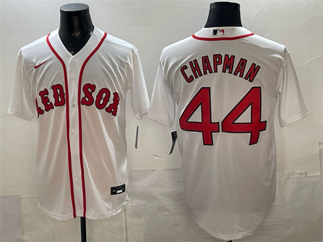 Men's Boston Red Sox 44 Aroldis Chapman White Cool Base Stitched Baseball Jersey