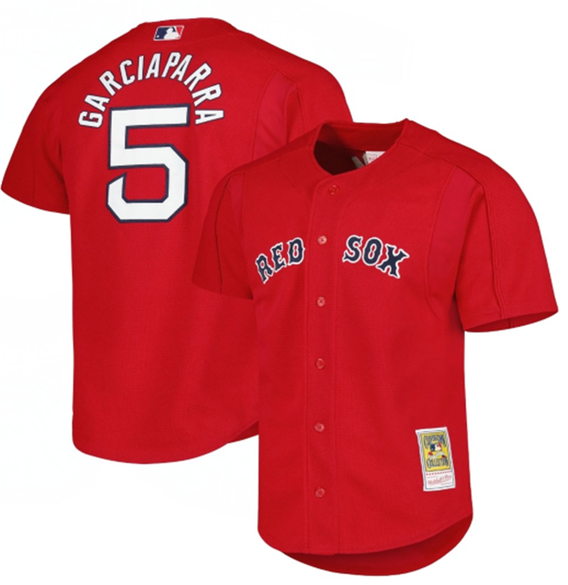 Men's Boston Red Sox 5 Nomar Garciaparra Red Cooperstown Collection Authentic Mitchell & Ness Jersey