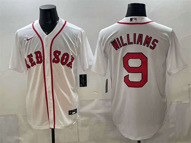 Men's Boston Red Sox 9 Ted Williams White Cool Base Stitched Baseball Jersey