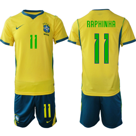 Men's Brazil 11 RAPHINHA National Team FIFA x World Cup 2026 Home On Field Jersey