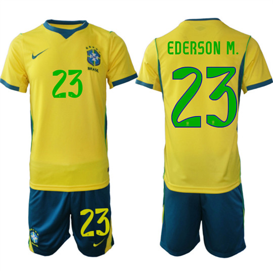 Men's Brazil 23 EDERSON M. National Team FIFA x World Cup 2026 Home On Field Jersey