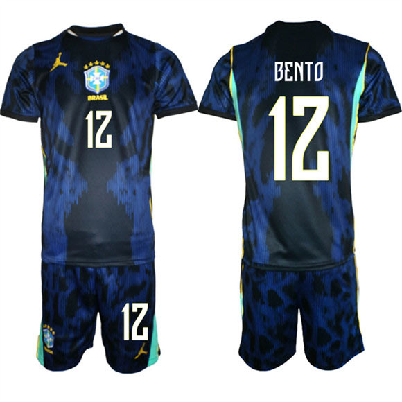 Men's Brazil national football team 12 Bento Navy 2026 Away Soccer Jersey Suit