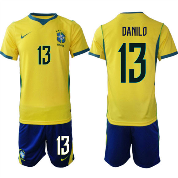 Men's Brazil national football team 13 Danilo Yellow Home 2026 Soccer Jersey Suit