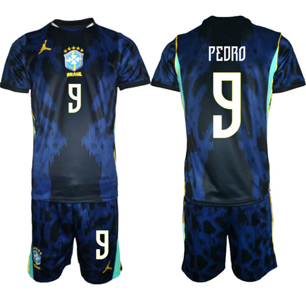 Men's Brazil national football team 9 Joo Pedro Navy 2026 Away Soccer Jersey Suit