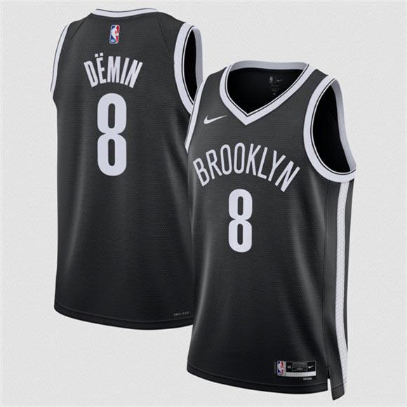 Men's Brooklyn Nets 8 Egor Dmin Black Icon Edition Stitched Basketball Jersey