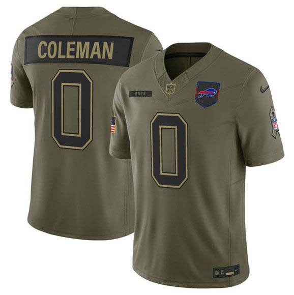 Men's Buffalo Bills 0 Keon Coleman Olive 2025 Salute to Service Limited Football Stitched Jersey