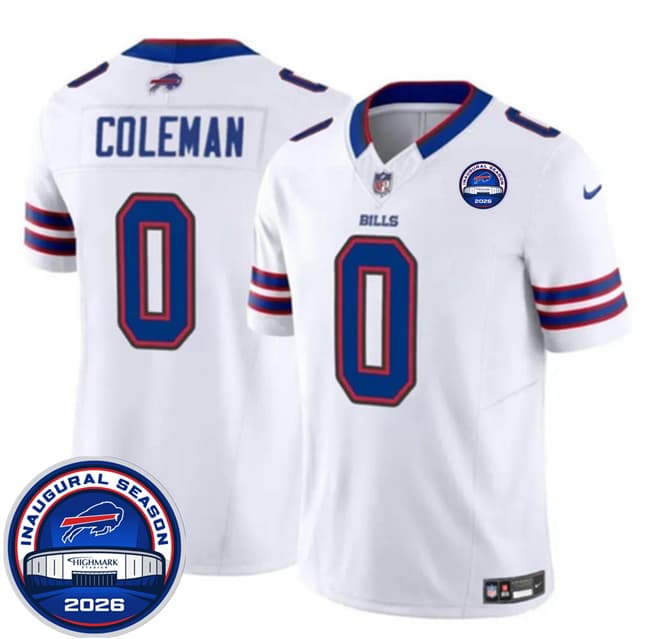 Men's Buffalo Bills 0 Keon Coleman White F U S E 2026 Inaugural Season at Highmark Stadium Football Stitched Jersey Men's Buffalo Bills 0 Keon Coleman White F U S E 2026 Inaugural Season at Highmark Stadium Football Stitched Jersey