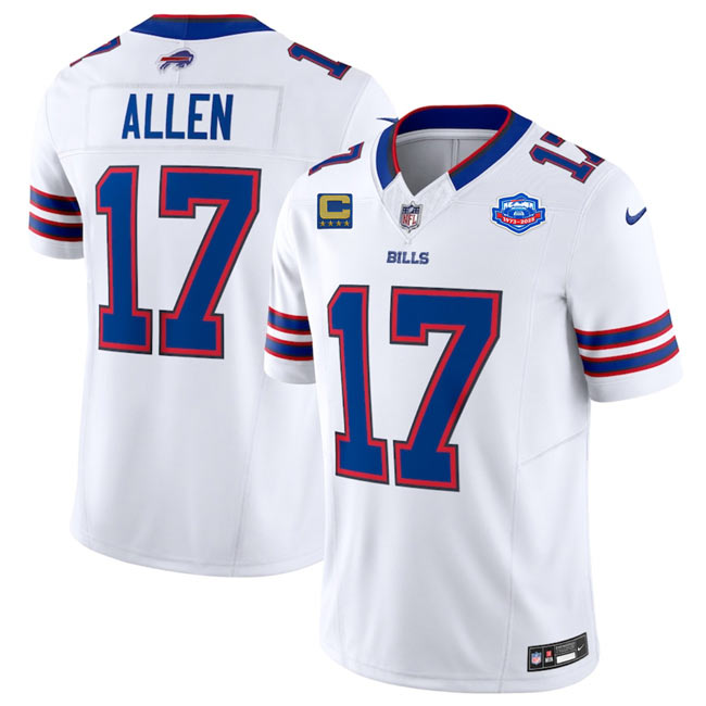 Men's Buffalo Bills 17 Josh Allen White 2025 F.U.S.E. With Farewell Patch And 4 Star C Patch Vapor Untouchable Limited Football Stitched Jersey