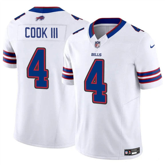 Men's Buffalo Bills 4 James Cook III White 2025 F.U.S.E. Vapor Untouchable Limited Football Stitched Jersey