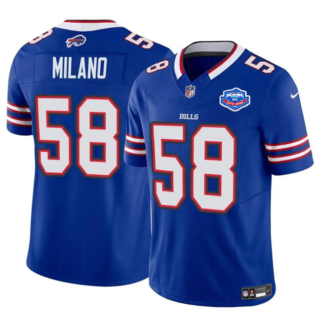 Men's Buffalo Bills 58 Matt Milano Blue 2025 F.U.S.E. With Farewell Patch Vapor Untouchable Limited Football Stitched Jersey