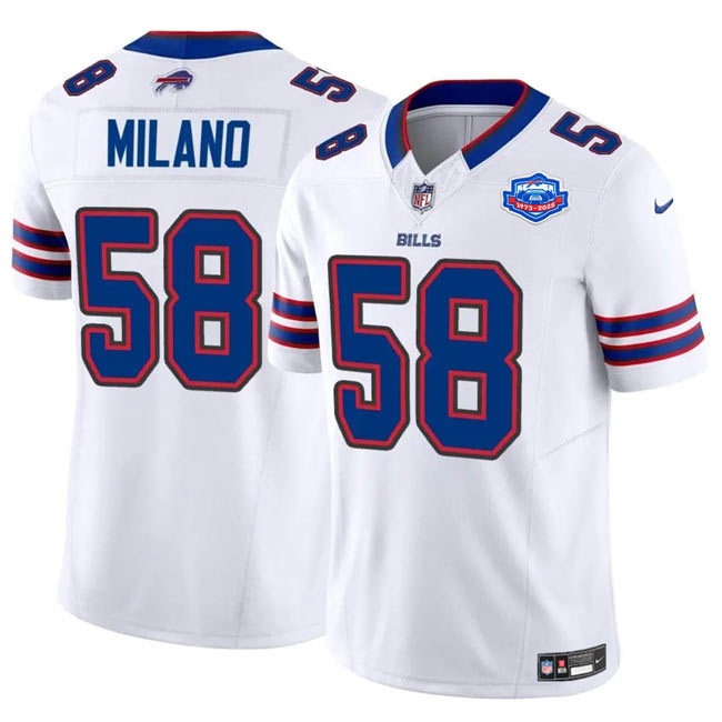 Men's Buffalo Bills 58 Matt Milano White 2025 F.U.S.E. With Farewell Patch Vapor Untouchable Limited Football Stitched Jersey