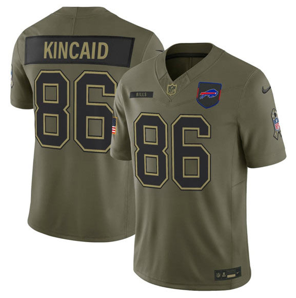 Men's Buffalo Bills 86 Dalton Kincaid Olive 2025 Salute to Service Limited Football Stitched Jersey