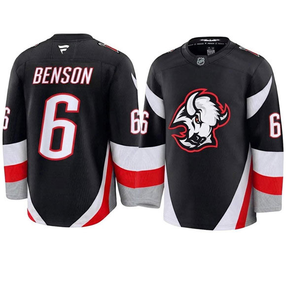 Men's Buffalo Sabres 6 Zach Benson Black Alternate Stitched Hockey Jersey