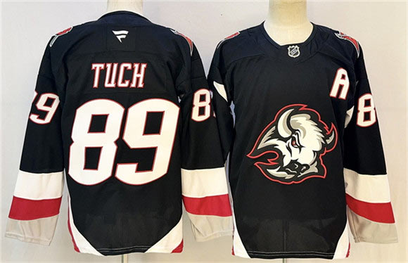 Men's Buffalo Sabres 89 Alex Tuch Black 2024 25 With A Patch Alternate Stitched Hockey Jersey