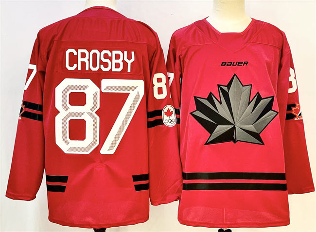 Men's Canada Hockey 87 Sidney Crosby Red Stitched Jersey