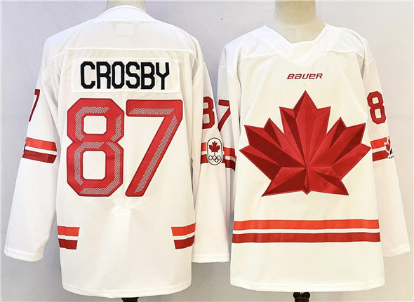 Men's Canada Hockey 87 Sidney Crosby White Stitched Jersey