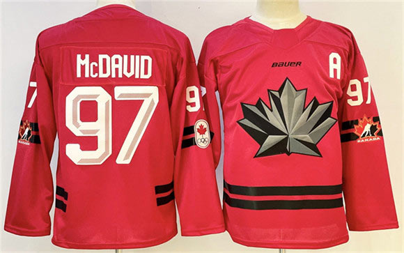 Men's Canada Hockey 97 Connor McDavid Red With A Patch Stitched Jersey